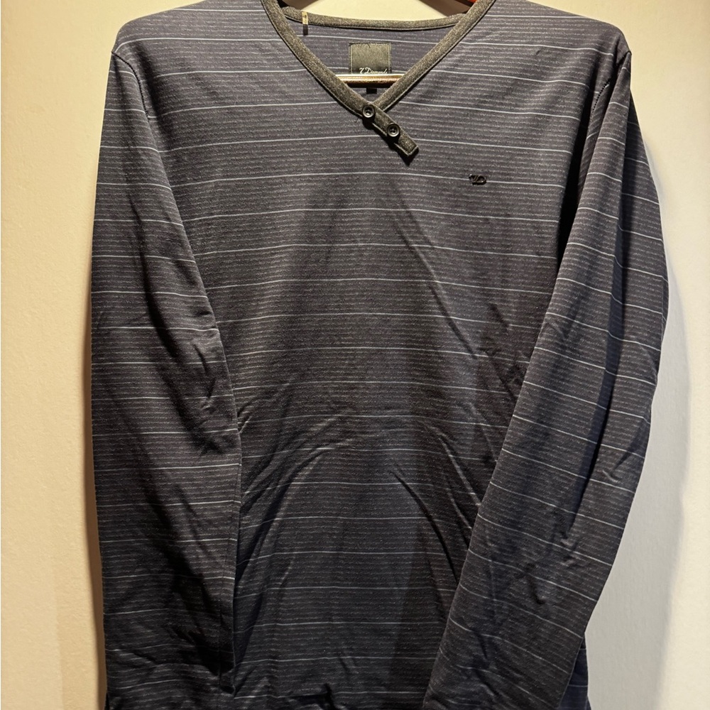 7 Diamonds Gray Striped Dress Shirt / Henley
